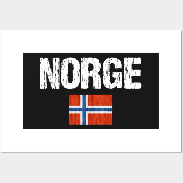 Norge Norway Flag Distressed Wall Art by Nirvanibex